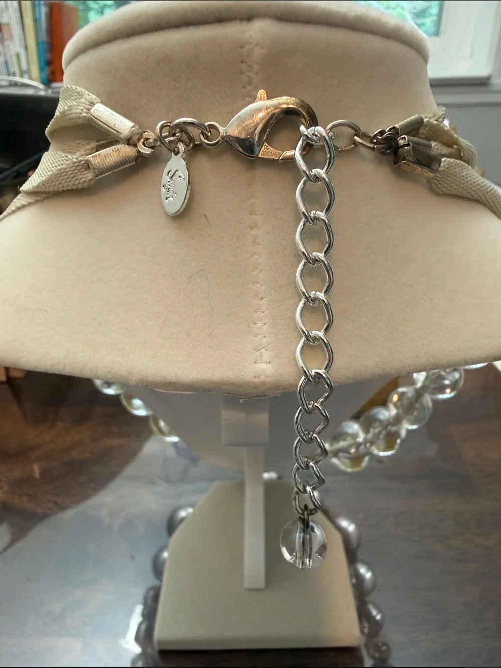 Y2K Signed Sequin Runway Clear Lucite Bead Triple Strand Statement Neklace